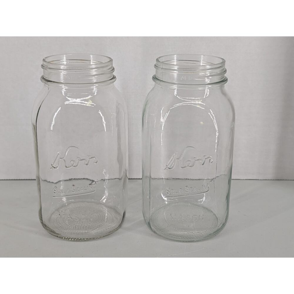 Lot of 2 Kerr Clear Self Sealing 7" Tall Mason Jar (No Lid)
